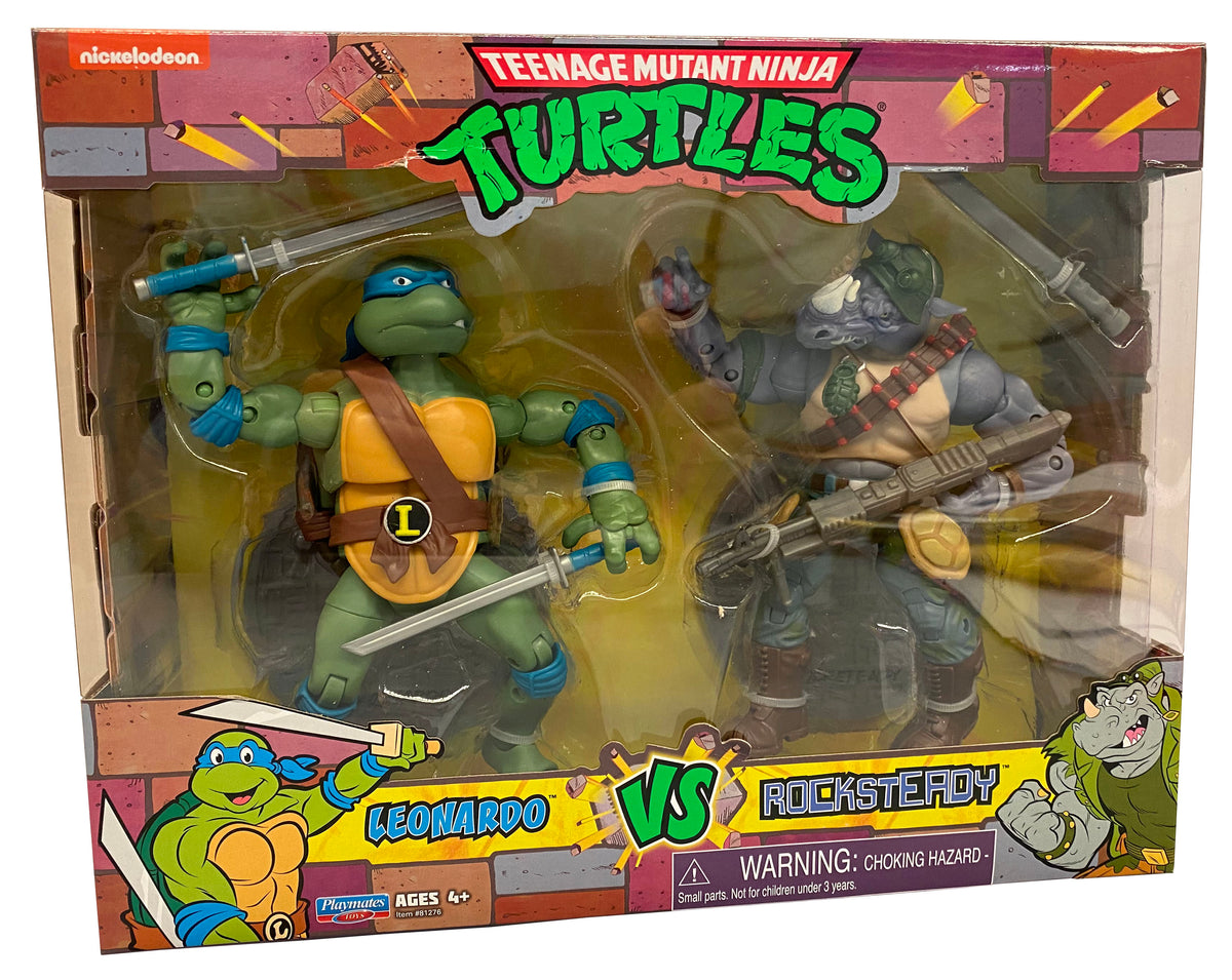 Playmates TMNT Classic – Leonardo Vs Rocksteady Actionfiguren-Set (2 Figuren)