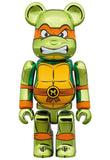 Medicom Bearbrick 100% & 400% Set Teenage Mutant Ninja Turtles Michelangelo Chrome Version