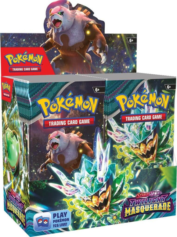 POKMON TCG Scarlet & Violet Twilight Masquerade Booster Box Angel Grove Toys & Collectables POKMON TCG Scarlet & Violet Twilight Masquerade Booster Box Angel Grove Toys & Collectables
