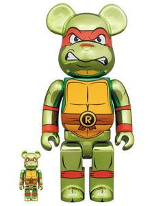 Medicom Bearbrick 100% & 400% Set Teenage Mutant Ninja Turtles Raphael Chrome Version