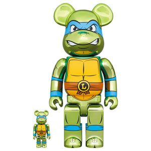 Medicom Bearbrick 100% & 400% Set Teenage Mutant Ninja Turtles Leonardo Chrome Version