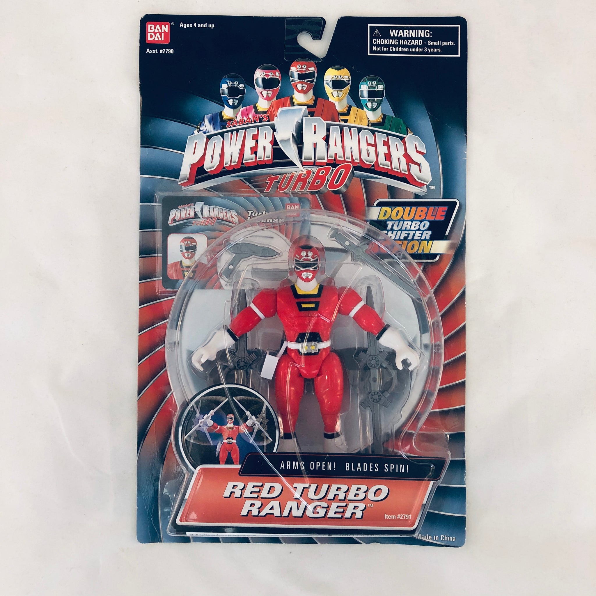 1997 Power Rangers Turbo Arms Open! Blades Spin! Red Turbo Ranger ...