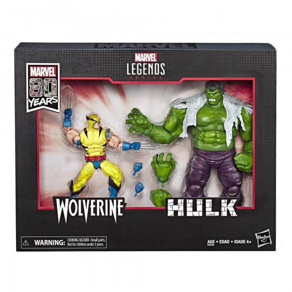 Hasbro Marvel Legends Series 80th Anniversary Action Figure 2 Pack - Hulk and Wolverine (BAF Scale)